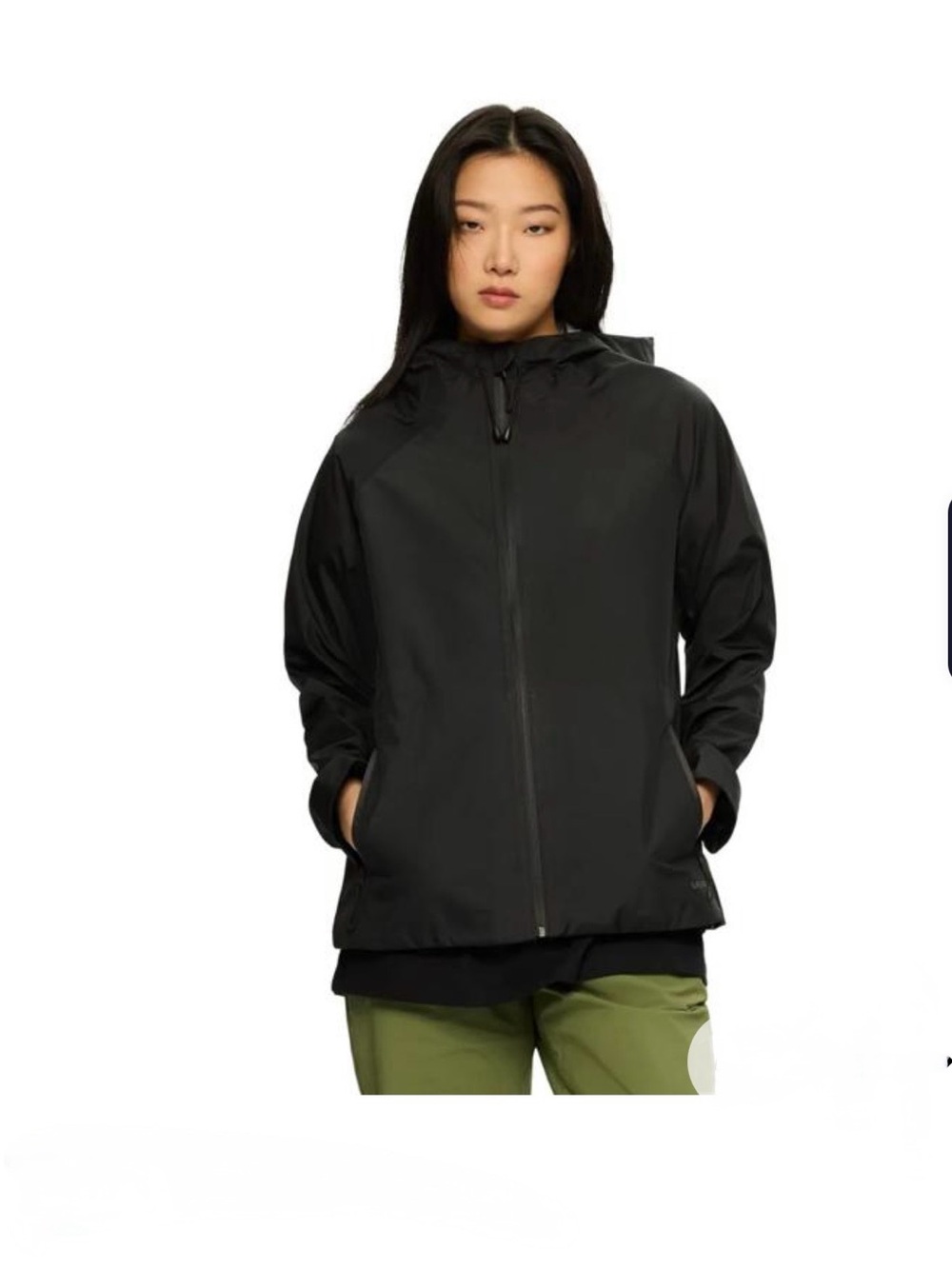 Women's Black Hooded Full Zip Rain Jacket by Merrell - size XL